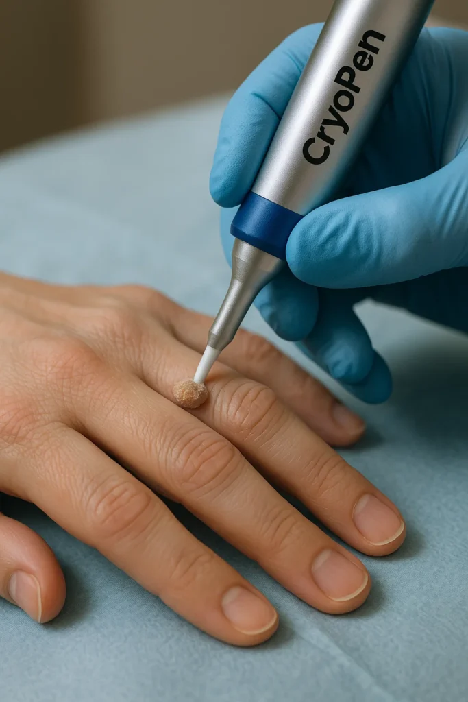 example of cryopen wart removal Greater London (Tower Hamlets) treatment on a persons finger
