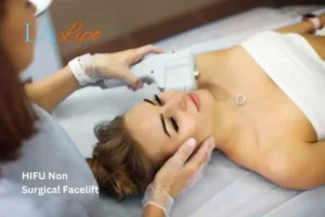 Woman having Hi-Fu to reduce wrinkles Greater London (Tower Hamlets).