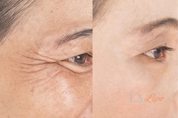 Before and after results of woman - HI-fu wrinkles reduction treatment Greater London (Tower Hamlets)
