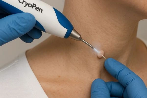 Person receiving cryotherapy Greater London (Tower Hamlets) for skin tag removal