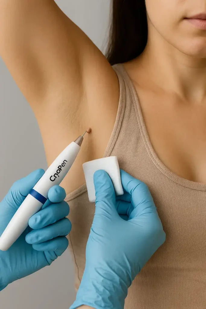 woman having cryopen to remove underarm skin tags Greater London (Tower Hamlets)