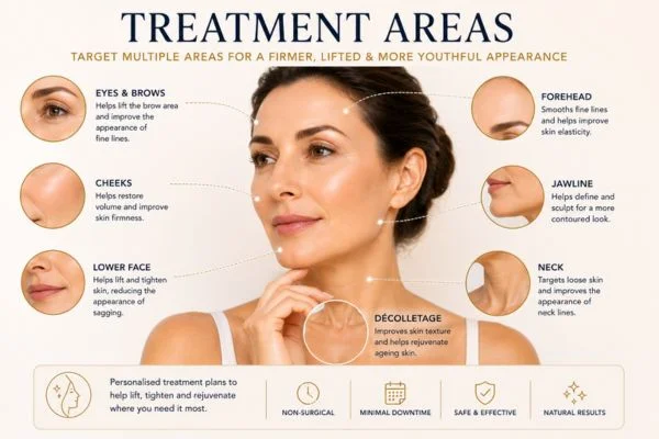 Areas of treatment for the ultimate lift tighten treatment Greater London (Tower Hamlets)